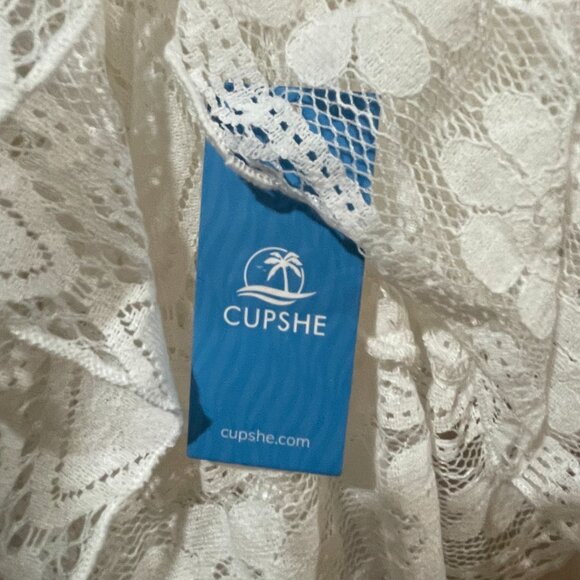 NWT $48 Cupshe Boho Lace Bohemian Flowy White Lace Midi Festival Dress Size Sm - Picture 6 of 15